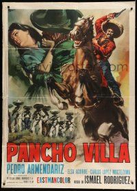 8m646 PANCHO VILLA & VALENTINA Italian 1p '62 art of Pedro Armendariz on horse by Casaro!
