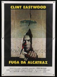 8m704 ESCAPE FROM ALCATRAZ Italian 2p '79 cool artwork of Clint Eastwood busting out by Lettick!