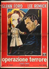 8m705 EXPERIMENT IN TERROR Italian 2p '62 different art of Glenn Ford & Lee Remick by Ercole Brini
