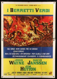 8m711 GREEN BERETS Italian 2p '68 John Wayne, David Janssen, Jim Hutton, cool Vietnam War art!