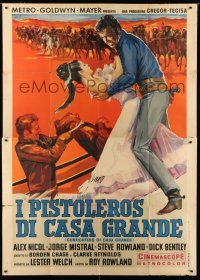 8m712 GUNFIGHTERS OF CASA GRANDE Italian 2p '65 different Avelli art of Alex Nicol grabbing woman!
