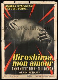 8m714 HIROSHIMA MON AMOUR Italian 2p '59 Alain Resnais classic, completely different Longi art!