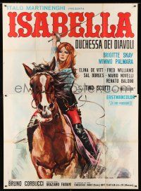 8m721 ISABELLA DUCHESS OF THE DEVILS Italian 2p '69 art of sexy Brigitte Skay on horse with sword!
