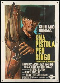 8m756 PISTOL FOR RINGO Italian 2p '65 cool spaghetti western art of Giuliano Gemma by Olivetti!