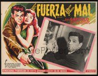 8m510 FORCE OF EVIL set of 2 Mexican LCs '48 John Garfield smoking by safe & on phone + cool art!