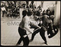 8m015 FALL OF THE ROMAN EMPIRE candid deluxe 11.75x15.75 still '64 extras play battling on the set!