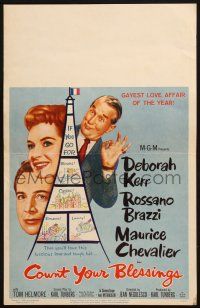 8m197 COUNT YOUR BLESSINGS WC '59 Deborah Kerr, Rossano Brazzi & Maurice Chevalier in Paris!