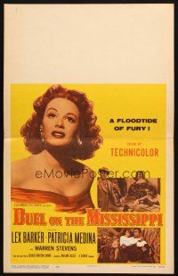8m211 DUEL ON THE MISSISSIPPI WC '55 artwork of sexy Patricia Medina, a floodtide of fury!