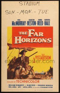 8m219 FAR HORIZONS WC '55 art of Charlton Heston & Fred MacMurray as Lewis & Clark + Donna Reed!