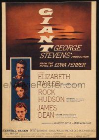 8m237 GIANT WC '56 James Dean, Elizabeth Taylor, Rock Hudson, directed by George Stevens!