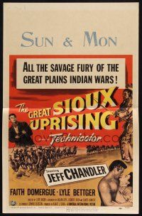 8m247 GREAT SIOUX UPRISING WC '53 Jeff Chandler, & Faith Domergue, savage fury of Indian wars!
