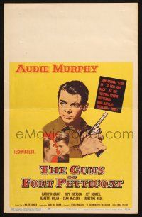 8m253 GUNS OF FORT PETTICOAT WC '57 artwork of Audie Murphy, who battled incredible odds!
