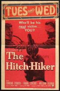 8m273 HITCH-HIKER WC '53 classic POV image of hitchhiker in back seat pointing gun at front!