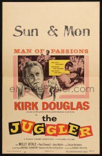 8m291 JUGGLER WC '53 Jewish concentration camp survivor Kirk Douglas is on the run from his past!