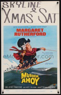 8m344 MURDER AHOY WC '64 art of Margaret Rutherford as Agatha Christie's Miss Marple!