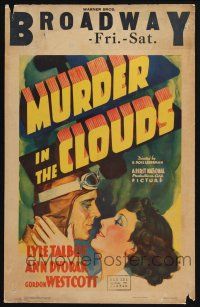 8m345 MURDER IN THE CLOUDS WC '34 romantic artwork of pilot Lyle Talbot & pretty Ann Dvorak!