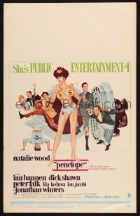 8m362 PENELOPE WC '66 sexiest artwork of Natalie Wood with big money bags and gun!