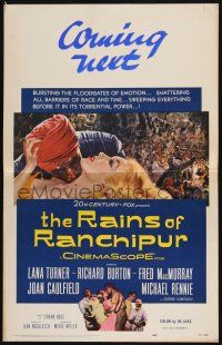 8m372 RAINS OF RANCHIPUR WC '55 Lana Turner, Richard Burton, rains couldn't wash their sin away!