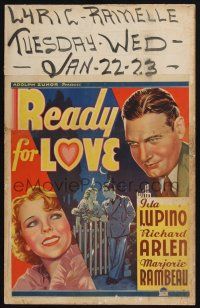 8m374 READY FOR LOVE WC '34 great art of young Ida Lupino & Richard Arlen together & close up!