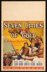8m397 SEVEN CITIES OF GOLD WC '55 barechested Richard Egan, Mexican Anthony Quinn, priest Rennie