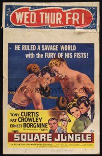 8m420 SQUARE JUNGLE WC '56 great artwork of boxing Tony Curtis fighting in the ring!