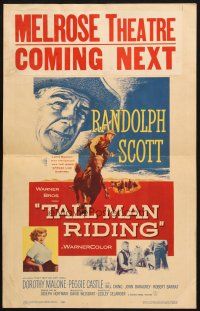 8m436 TALL MAN RIDING WC '55 cowboy Randolph Scott & that sexy Battle Cry girl Dorothy Malone!