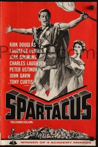 8m107 SPARTACUS pressbook '62 classic Stanley Kubrick & Kirk Douglas epic, cool gladiator artwork!