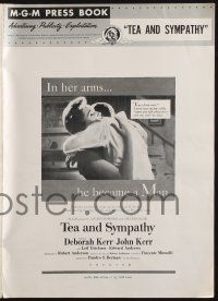 8m109 TEA & SYMPATHY pressbook '56 great art of Deborah Kerr & John Kerr by Gale, classic tagline!