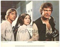 8p864 STAR WARS color 11x14 still '77 George Lucas classic sci-fi, Luke, Han & Princess Leia!