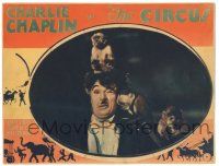 8p401 CIRCUS LC '28 Charlie Chaplin covered in primates in slapstick classic!