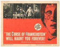 8p426 CURSE OF FRANKENSTEIN LC #8 '57 Peter Cushing, cool close up monster border artwork!