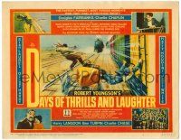 8p051 DAYS OF THRILLS & LAUGHTER TC '61 Charlie Chaplin, Laurel & Hardy, cool train chase art!