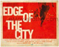 8p065 EDGE OF THE CITY TC '57 cool Saul Bass design, you'll watch it from the edge of your seat!
