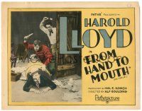 8p078 FROM HAND TO MOUTH TC R20s Hal Roach, wacky image of comedian Harold Lloyd about to hit guy!