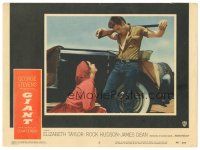 8p511 GIANT LC #6 '56 image of James Dean & Elizabeth Taylor by car, directed by George Stevens!