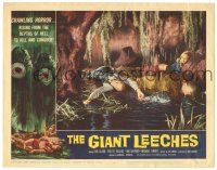 8p513 GIANT LEECHES LC #4 '59 image of victims of wacky monsters incapacitated in cave!