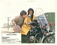 8p541 HAROLD & MAUDE LC #2 '71 Ruth Gordon & Bud Cort on cop's motorcycle!