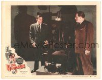 8p565 HOODLUM LC #8 '51 close up of Lawrence Tierney standing by the electric chair!