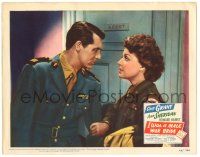 8p582 I WAS A MALE WAR BRIDE LC #5 '49 close up of Cary Grant glaring at beautiful Ann Sheridan!