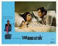 8p648 LIVE & LET DIE LC#4 '73 Roger Moore as James Bond in bed w/sexy Jane Seymour!
