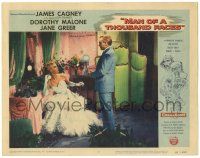 8p670 MAN OF A THOUSAND FACES LC #7 '57 James Cagney as Lon Chaney Sr w/sexy Dorothy Malone!