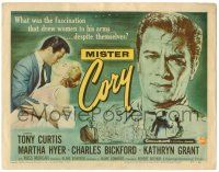 8p149 MISTER CORY TC '57 art of professional poker player Tony Curtis & kissing sexy Martha Hyer!