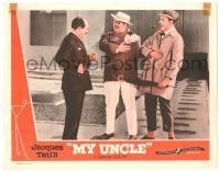 8p686 MON ONCLE LC '58 great image of Jacques Tati as My Uncle, Mr. Hulot!