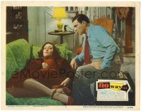8p714 NO WAY OUT LC #7 '50 Stephen McNally stares at sexy Linda Darnell laying on couch!