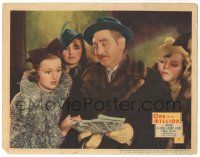8p726 ONE IN A MILLION LC '36 Adolphe Menjou shows shocked Arline Judge fistful of money!