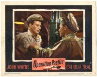 8p727 OPERATION PACIFIC LC #4 '51 great image of Navy sailor John Wayne at periscope on submarine!