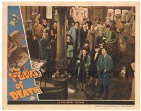 8p747 PEARL OF DEATH LC '44 Basil Rathbone, Nigel Bruce, Dennis Hoey & cast looking up at stairway!