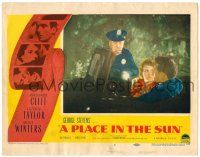 8p756 PLACE IN THE SUN LC #6 '51 Montgomery Clift & Shelley Winters caught parking!