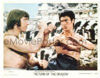 8p783 RETURN OF THE DRAGON LC #4 '74 Bruce Lee classic, great image of Lee vs. Chuck Norris!
