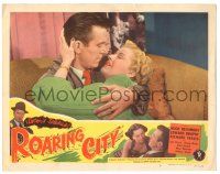 8p790 ROARING CITY LC #5 '51 romantic close up of Hugh Beaumont about to kiss Joan Valerie!